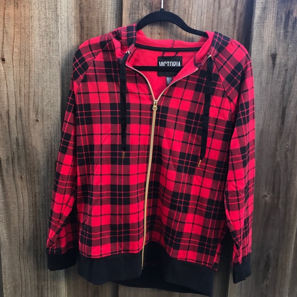 black and red plaid hoodie